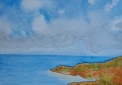 AQUARELLBILD / LANDZUNGE IM MEER / FORMAT A4 (21x29,7cm) / 10/...