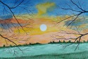 AQUARELLBILD-0026 / SONNENUNTERGANG / FORMAT A4 (21x29,7cm) / ...