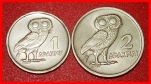 Ⰿ ALTE EULE und PHÖNIX: GRIECHENLAND ★ SATZ 1, 2 DRACHMA ...
