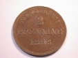J08 Bayern  2 Pfennig 1868 in vz-st Originalbilder