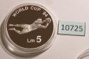 10725 Malta 1993 - 5 Liri - Fußball WM - 28,28 g SILBER 0.925