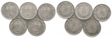 Weimarer Republik; 50 Pfennig 1928/1931 (5 Kleinmünzen)