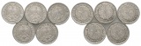 Weimarer Republik; 50 Pfennig 1928/1929 (5 Kleinmünzen)