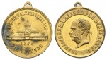 Österreich, vergoldete Bronzemedaille 1873; gehenkelt, 6,15 g...