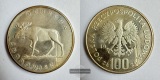 Polen 100 Zlotys 1977 Moose FM-Frankfurt Feinsilber: 10,31g