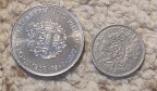 d005: Großbritannien 25 Pence 1972 / 2 Schilling 1949