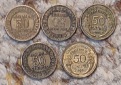 Frankreich kleines Münzlot mit 5 älteren 50 Centime Stücken...