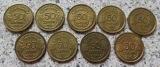 Frankreich 50 Centimes 1931-1941, 9 verschiedene Jahrgänge