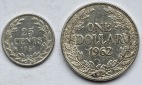 Liberia: Lot aus zwei Silbermünzen, zusammen 23,3 g Feinsilber