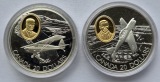 Kanada: 2 x 20 Dollars Luftfahrt 1995, zusammen 57,5 g Feinsilber
