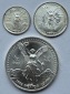 Mexiko: 1/20 + 1/10 + 1/2 Silberunze Libertad 1992, zusammen 2...