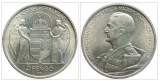 Ungarn 5 Pengö, 1939 Admiral Miklós Horthy Silber Ag 16g fei...