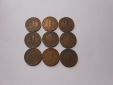 C42.°° Bank deutscher Länder, 9er Lot, 1 Pfennig 1949 F F G...