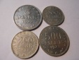 C53.°° Weimarer Republik, 4er Lot, 3 Mark 1922A /200 Mark 19...