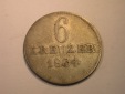 K03 Hessen-Kassel, Kurhessen  6 Kreuzer 1834 in f.ss R  Origin...
