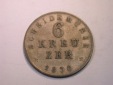 K03 Hessen-Darmstadt  6 Kreuzer 1836 in ss  Originalbilder