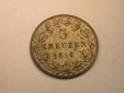 K03 Hessen-Darmstadt  3 Kreuzer 1856 in ss/ss+    Originalbilder