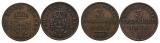 Altdeutschland; 2 Kleinmünzen 1865/1870