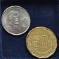 Mexiko 20+50 Centavos 1975+2008 zwei Umlaufmünzen