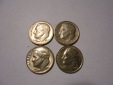 ZX13 USA 4er Lot Roosevelt Dime-10 Cent / 1966 1970D 1977D 199...