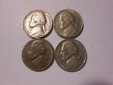 ZX16 USA 4er Lot Jefferson Nickel-5 Cent / 1964 1973 1980D 198...