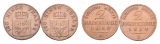 Altdeutschland; 2 Kleinmünzen 1852/1854