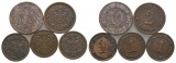 Kaiserreich; 5 Kleinmünzen 1901-1911