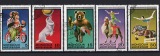 Mongolei 1973 Schöner Satz große Briefmarken Zirkus(5 W.) Ge...