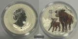 Australien / 1 Dollar Lunar III Ochse 1 oz 2021 Frankfurt Fein...