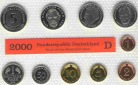 Bundesrepublik, Kursmünzensatz 2000 D,ST, DM-Währung, OBH