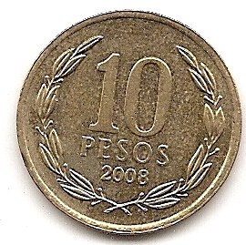 Chile 10 Pesos 2008 #468   