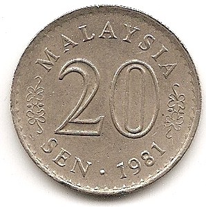  Malaysia 20 Sen 1981 #481   