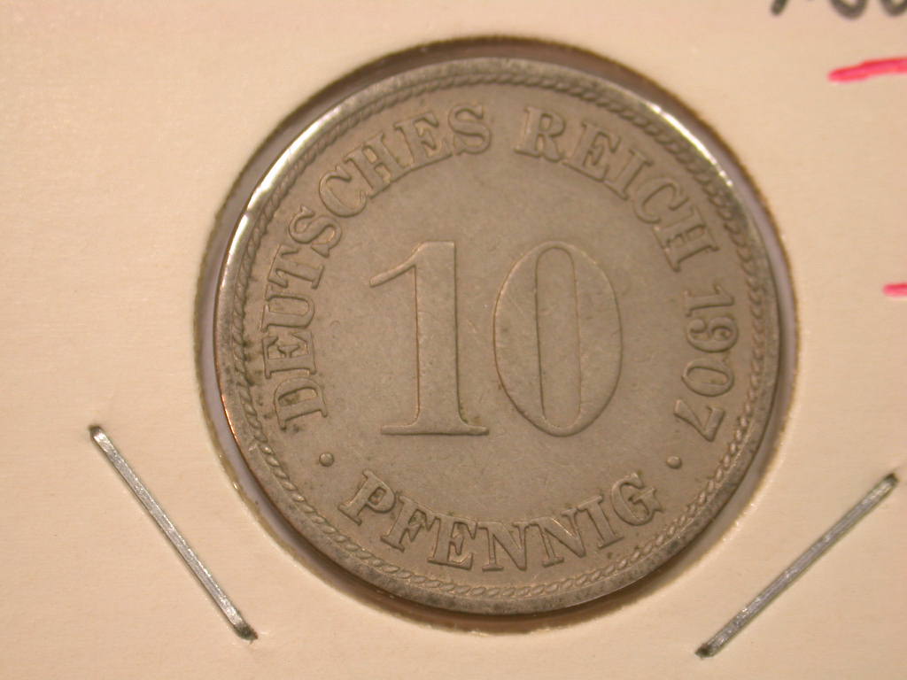 11004 Kaiserreich 10 Pfennig 1907 F in besser anschauen
