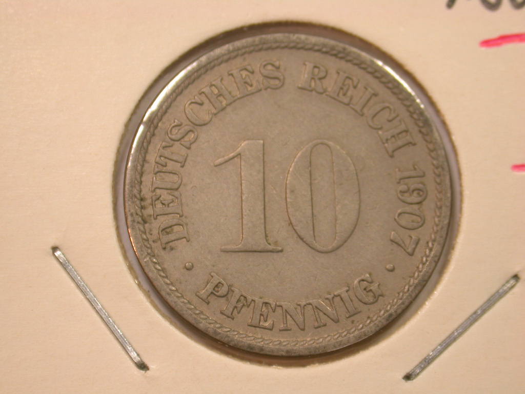  11004 Kaiserreich  10 Pfennig 1907 F  in besser  anschauen   