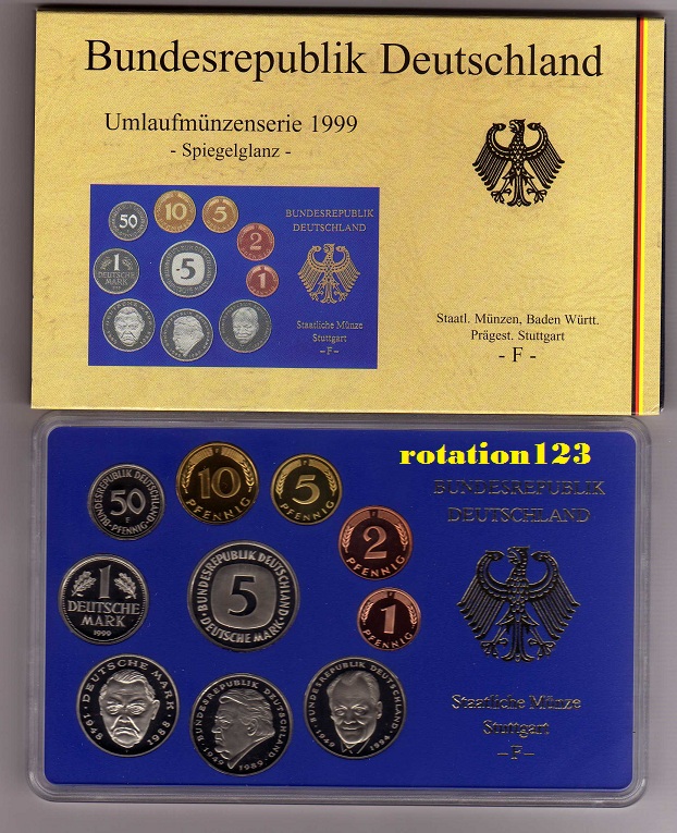  Original KMS Deutschland 1999 -F- PP / Proof **Auflage 65.000 Ex. weltweit** RAR   