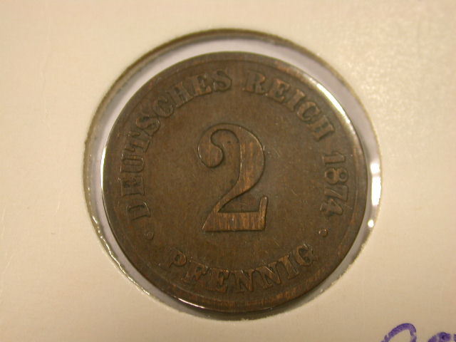  12001 KR  2 Pfennig von  1874 B  in s-ss anschauen   