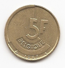  Belgien 5 Francs 1987 #503   