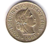  Schweiz 5 Rappen Cu-Al 1981   Schön Nr.24   