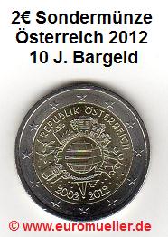 Österreich 2 Euro Sondermünze 2012...10 J. Bargeld   