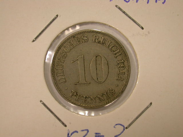  12005 10 Pfennig  1914 A in vz+   