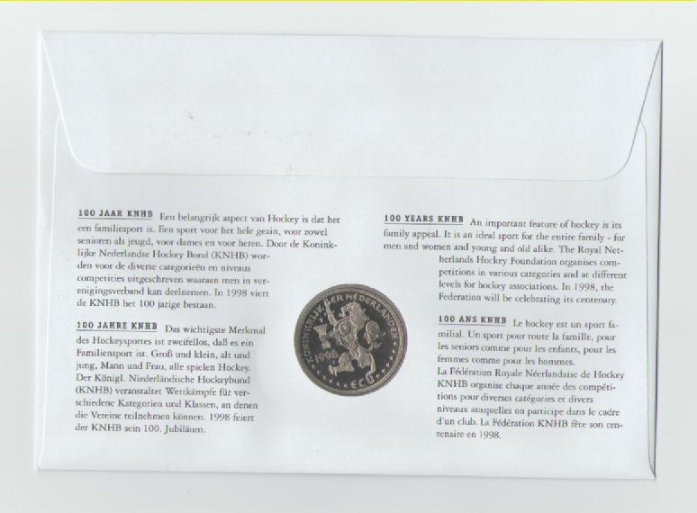  Numisbrief Niederlande ECU No.29 aus 1998(100 Jahre Hockeybund))   