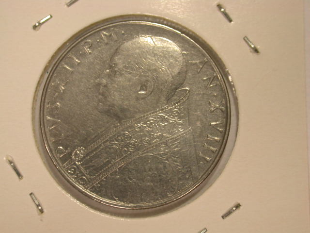 12008 Vatikan 100 Lire von 1956 Pius XII in vz-st