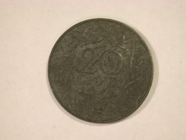 12011 Polen 20 Groszy 1923 in Zink in vz-st