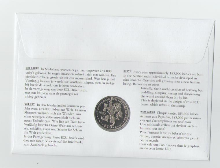  Numisbrief Niederlande ECU No.26 aus 1997(Geburt)   