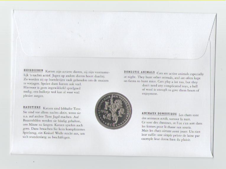  Numisbrief Niederlande ECU No.33 aus 1998(Haustiere)   