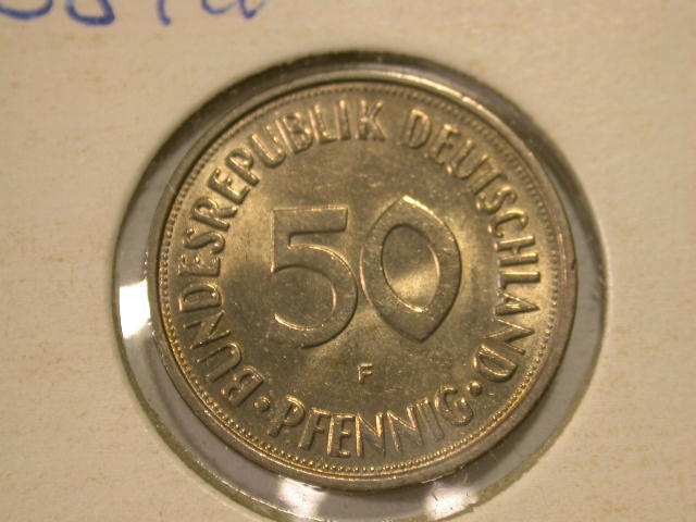  12013  50 Pfennig 1974 F  mit Var. kleines F in vz-st   