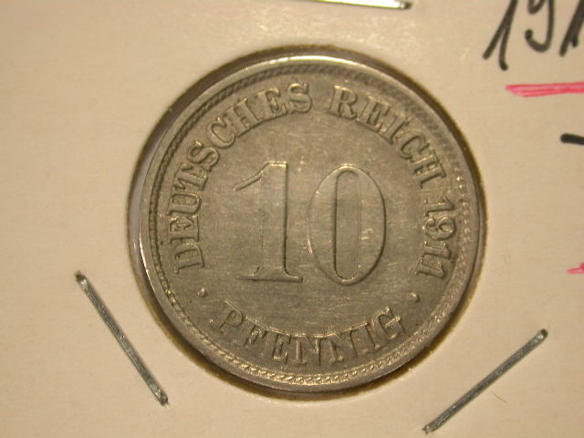 12013 Kaisereich 10 Pfennig 1911 J in ss-vz