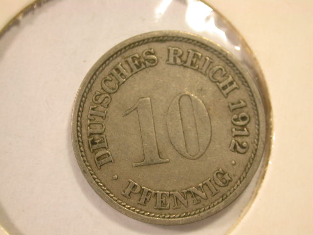 12013 Kaisereich 10 Pfennig 1912 F in ss-vz