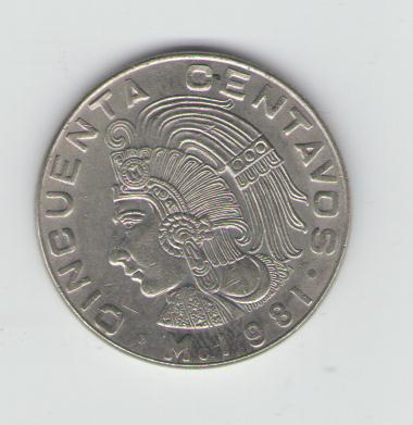  50 Centavos Mexiko aus dem Jahr 1981   