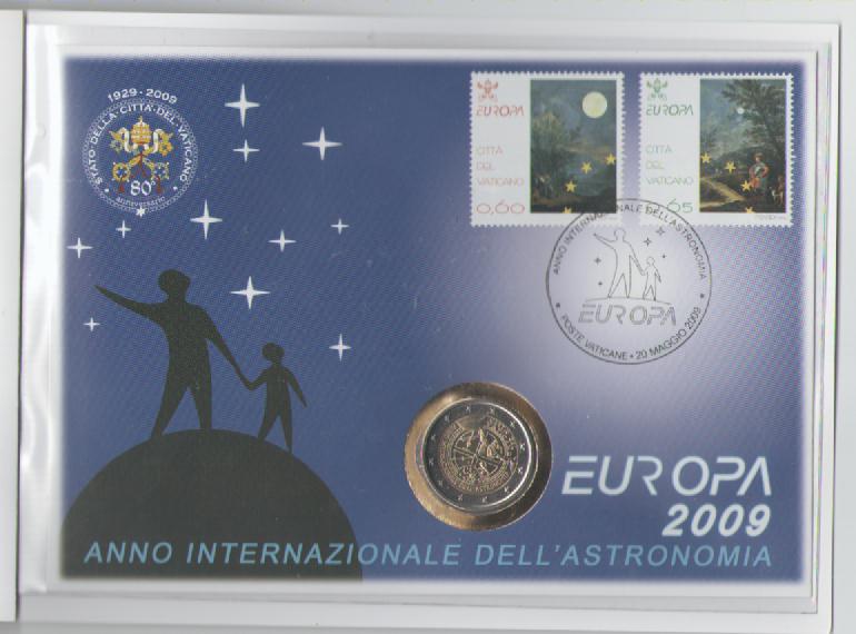 Numisbrief Vatikan 2009 <i>Astronomisches Jahr</i> mit der 2 Euro Sondermünze Vatikan 2009